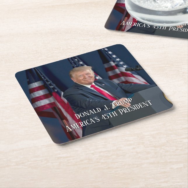 Donald J. Trump 45th President Keepsake Square Paper Coaster (Angled)