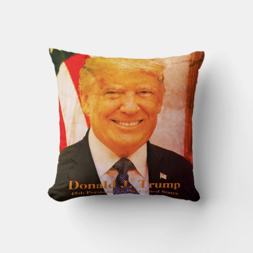 Donald J Trump 45th President of United States Throw Pillow
