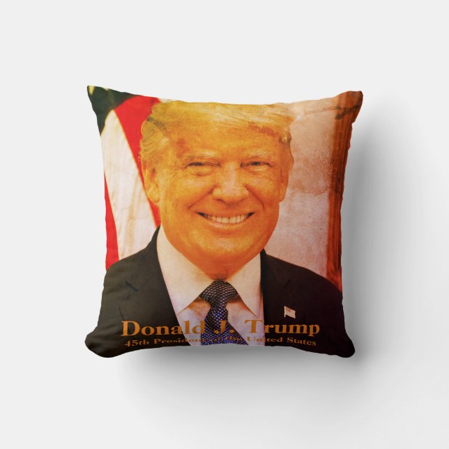 Donald J. Trump, 45th President of United States Throw Pillow (Front)