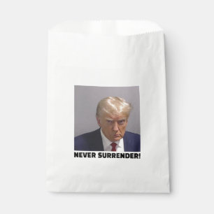 Donald J Trump Mug Shot - Never Surrender Long Sle Favor Bag