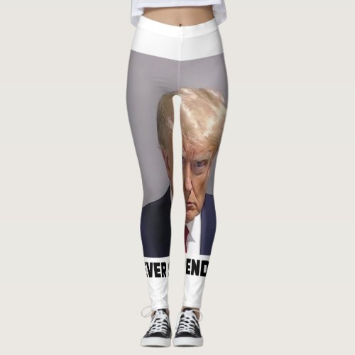 Donald J Trump Mug Shot _ Never Surrender Long Sle Leggings