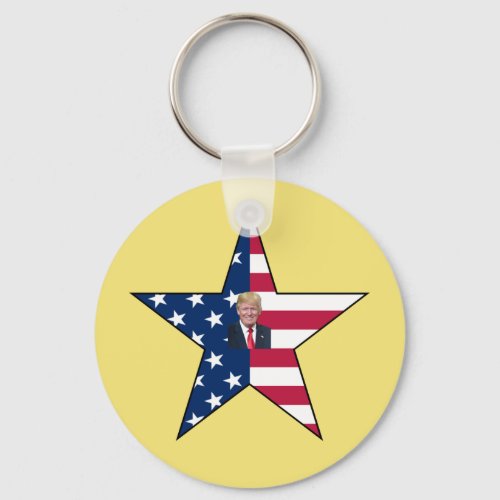 Donald J Trump President US Flag Star  MAGA  Keychain