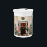 Donald & Melania Trump's Christmas White House Beverage Pitcher<br><div class="desc">A White House Christmas portrait of President Donald & Melania Trump. Donald J. Trump the 45th President of the United States. Donald John Trump was born in Queens, New York, on June 14, 1946. His father, Fred Trump was a successful real estate developer. Trump was educated at the New York...</div>