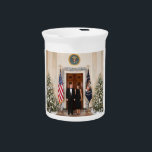 Donald & Melania Trump's Christmas White House Beverage Pitcher<br><div class="desc">A White House Christmas portrait of President Donald & Melania Trump. Donald J. Trump the 45th President of the United States. Donald John Trump was born in Queens, New York, on June 14, 1946. His father, Fred Trump was a successful real estate developer. Trump was educated at the New York...</div>