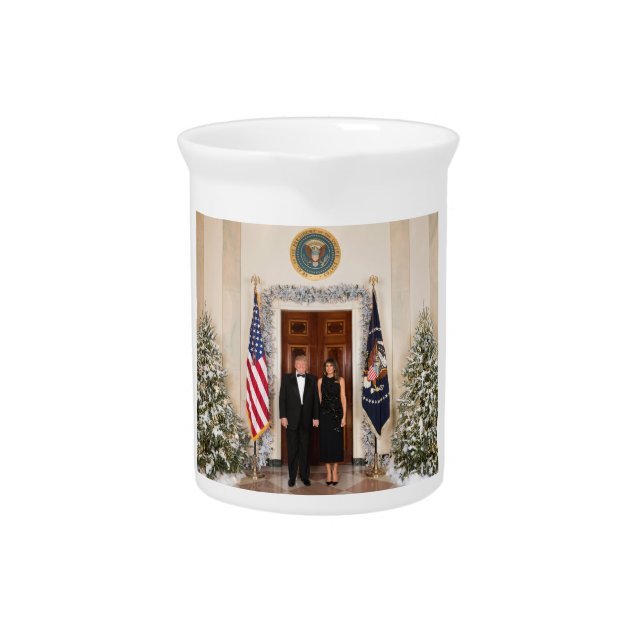 Donald & Melania Trump's Christmas White House Beverage Pitcher (Front)