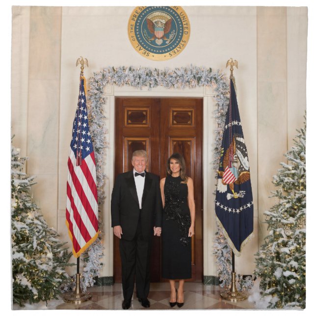 Donald & Melania Trump's Christmas White House Cloth Napkin (Front)