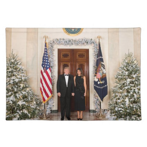 Donald  Melania Trumps Christmas White House Cloth Placemat