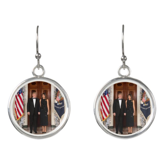 Donald & Melania Trump's Christmas White House Earrings (Front)