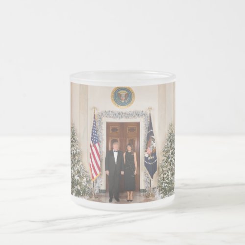Donald  Melania Trumps Christmas White House Frosted Glass Coffee Mug