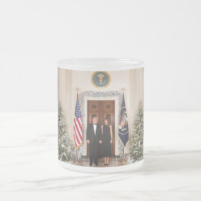 Donald & Melania Trump's Christmas White House Frosted Glass Coffee Mug (Center)