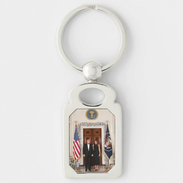Donald & Melania Trump's Christmas White House Keychain (Front)