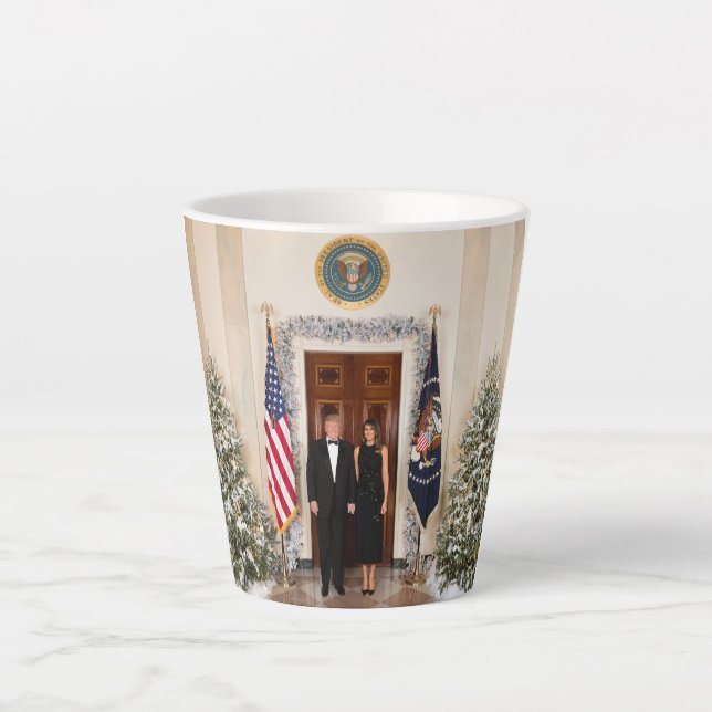 Donald & Melania Trump's Christmas White House Latte Mug (Front)