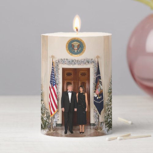 Donald  Melania Trumps Christmas White House Pillar Candle