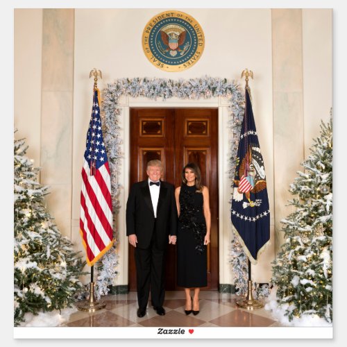 Donald  Melania Trumps Christmas White House Sticker