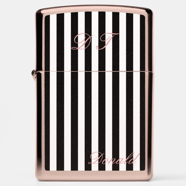 Donald Premium Black Stripes Edition – D T Initial Zippo Lighter (Front)