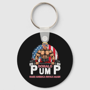 Donald Pump America Swole Again Funny Trump 2024 Keychain
