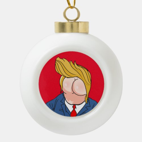 Donald Rump Anti Trump Ceramic Ball Christmas Ornament