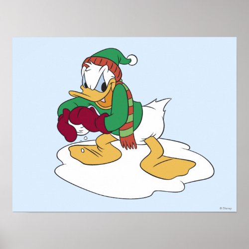 Donald Throwing a Snowball Poster