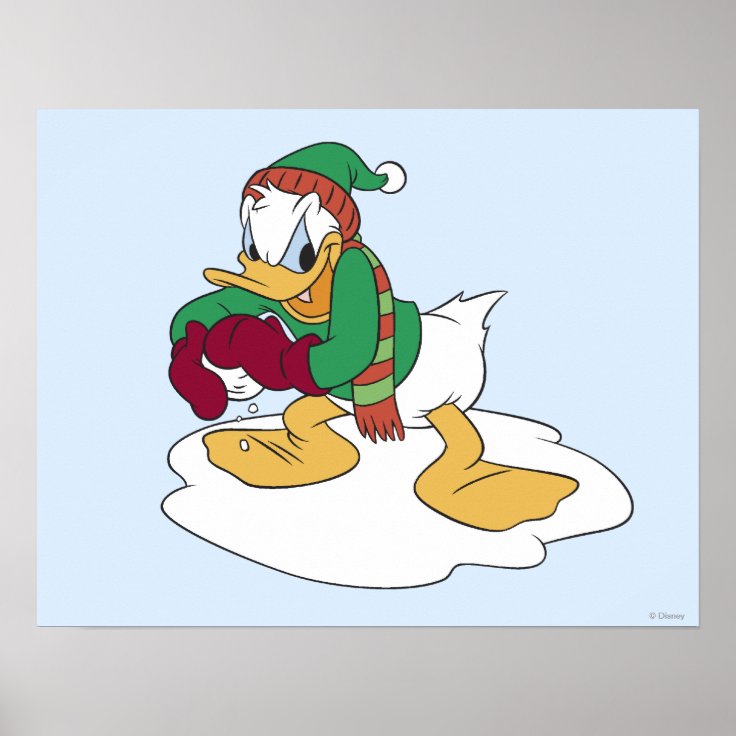 Donald Throwing a Snowball Poster | Zazzle