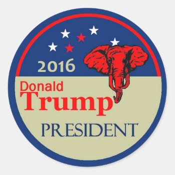 Donald Trump 2016 Classic Round Sticker by samappleby at Zazzle