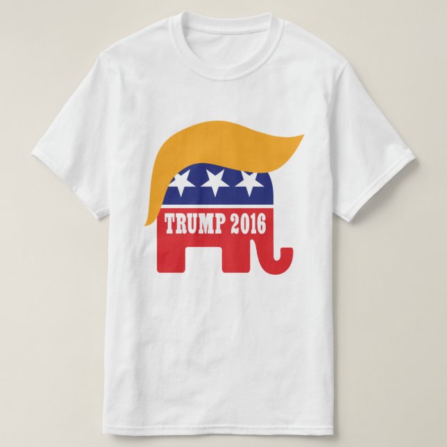 Donald Trump 2016 GOP Elephant Hair Logo T-Shirt (Design Front)