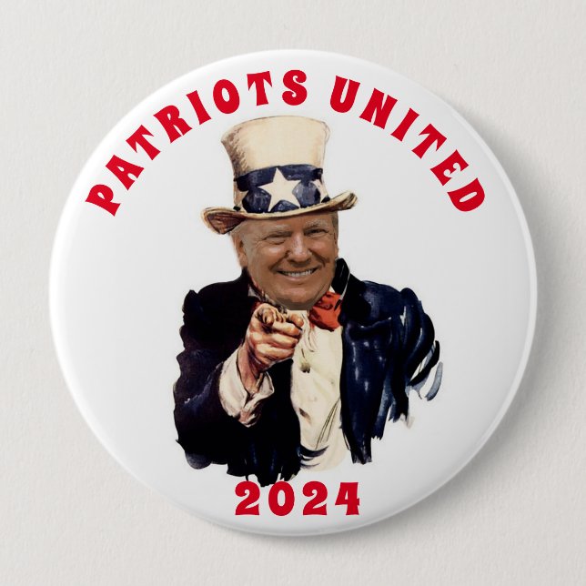 DONALD TRUMP 2020 PATRIOTS UNITED BUTTON (Front)