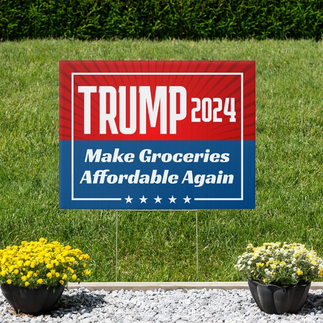 Donald Trump 2024 Affordable Groceries Quote Yard Sign (trump 2024 make groceries affordable again yard sign
)