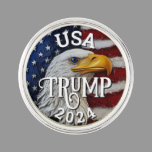 Donald Trump 2024 American Flag Bald Eagle Coin Lapel Pin