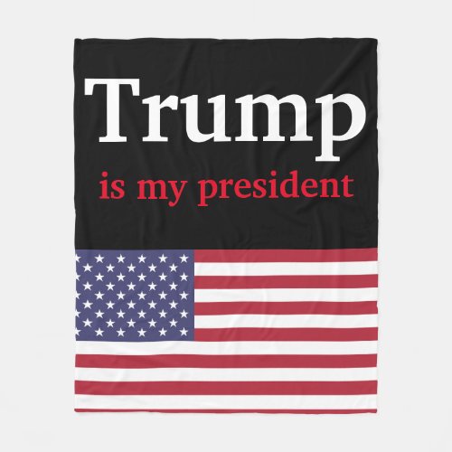 Donald Trump 2024 American Flag Black Fleece Blanket
