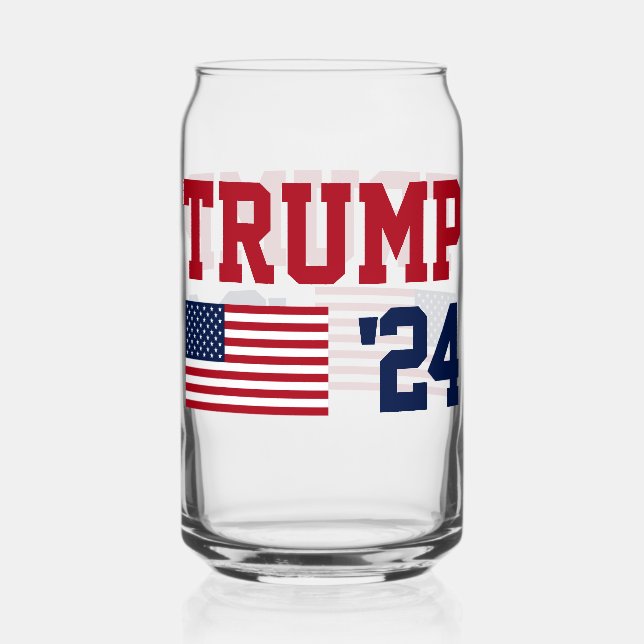 Donald Trump 2024 American Flag Can Glass (Front)
