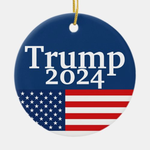 Donald Trump 2024 American Flag Ceramic Ornament