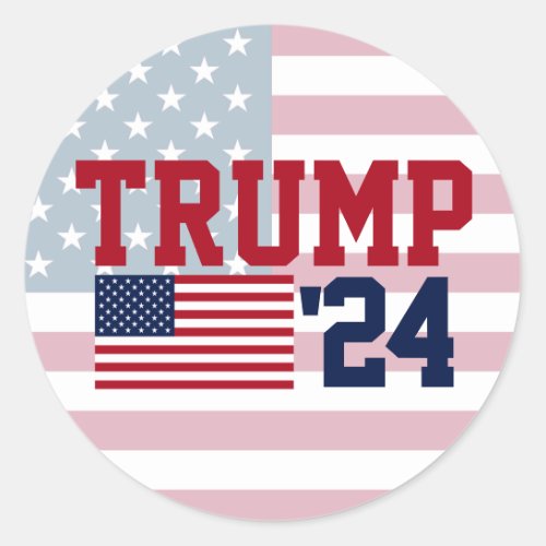 Donald Trump 2024 American Flag Classic Round Sticker