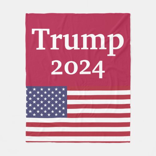 Donald Trump 2024 American Flag Red Fleece Blanket