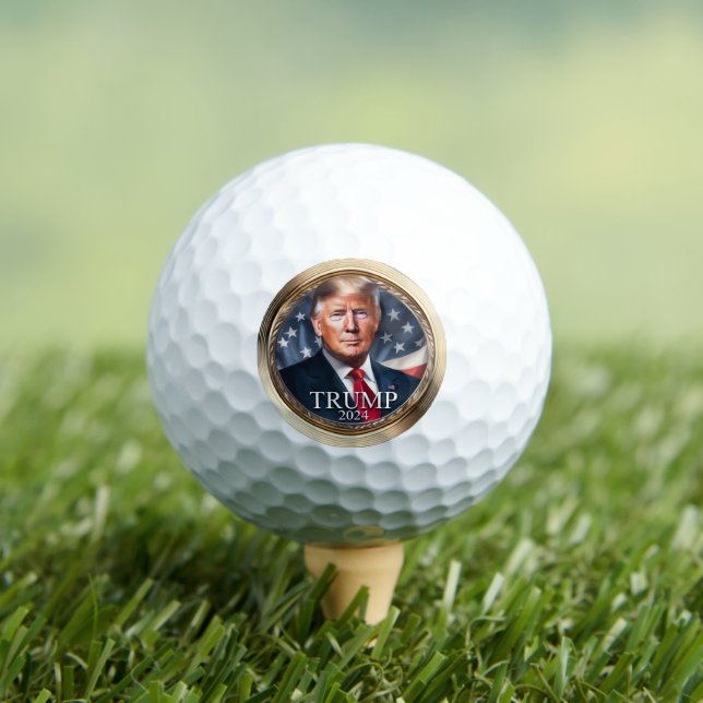 Donald Trump 2024 Collectible Faux Gold Campaign Golf Balls (Insitu Tee)