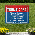 Donald Trump 2024 Economy Borders Safety Family Sign