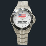 Donald Trump 2024 election Keep America Great flag Watch<br><div class="desc">Donald J Trump for president 2024 election steel watch. Support the republican party campaign. Patriotic design with American flag. Keep America Great. Make America Great Again.</div>