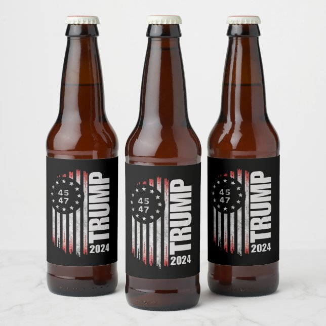 Donald Trump 2024 Election Vote 45 47 American  Beer Bottle Label (Bottles)