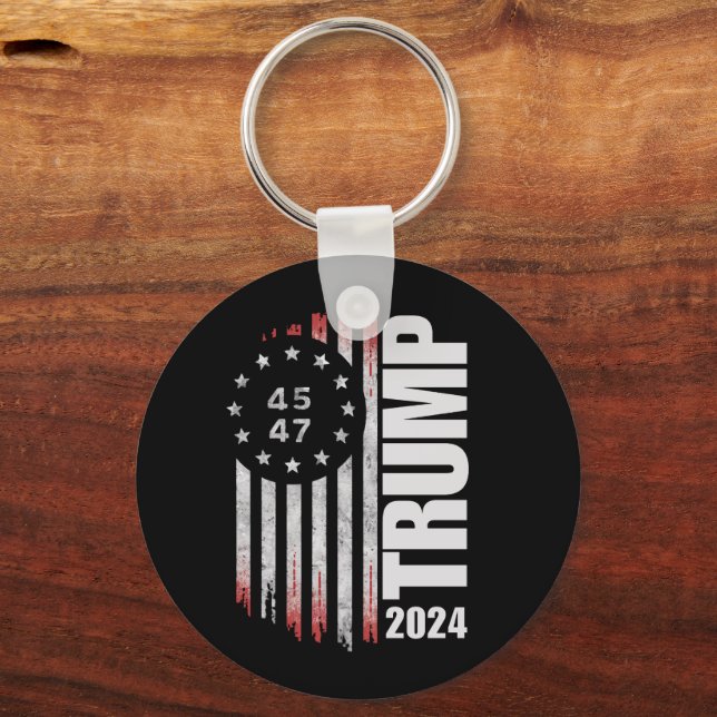 Donald Trump 2024 Election Vote 45 47 American  Keychain (Front)