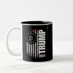 Donald Trump 2024 Election Vote 45 47 American Two-Tone Coffee Mug