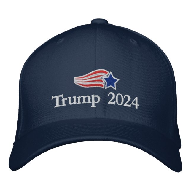 Donald Trump 2024 Flying Star Logo Embroidered Baseball Cap (Front)