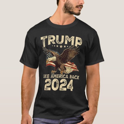 Donald Trump 2024 Ill Be Back American Flag  T_Shirt