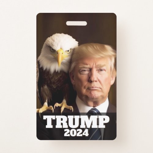 Donald Trump 2024 Photo _ bald eagle on shoulder Badge
