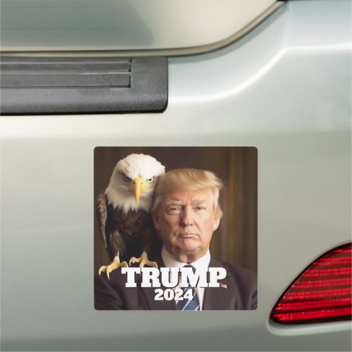Donald Trump 2024 Photo _ bald eagle on shoulder Car Magnet
