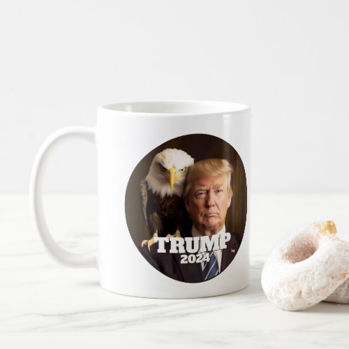 Donald Trump 2024 Photo _ bald eagle on shoulder Coffee Mug