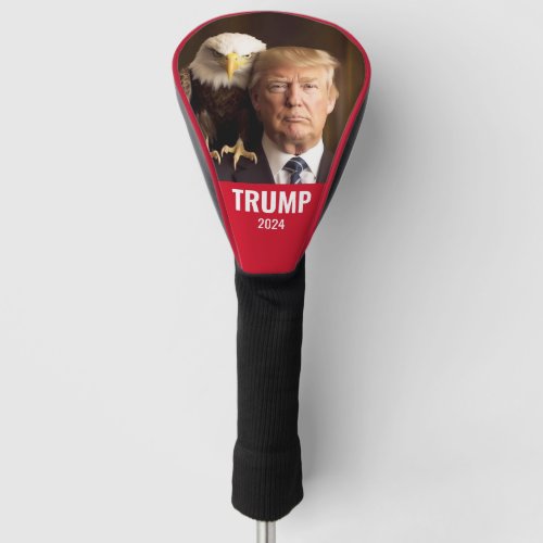 Donald Trump 2024 Photo _ bald eagle on shoulder Golf Head Cover