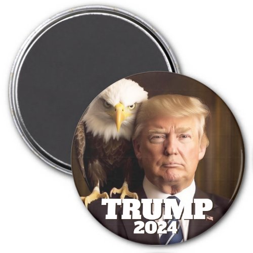 Donald Trump 2024 Photo _ bald eagle on shoulder Magnet