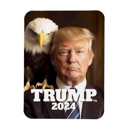 Donald Trump 2024 Photo _ bald eagle on shoulder Magnet