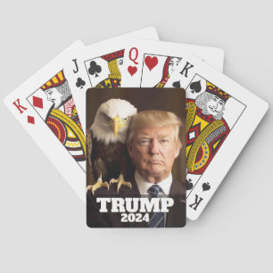 Donald Trump 2024 Photo - bald eagle on shoulder Poker Cards