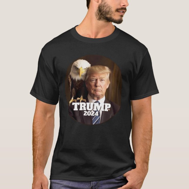 Donald Trump 2024 Photo - bald eagle on shoulder T-Shirt (Front)