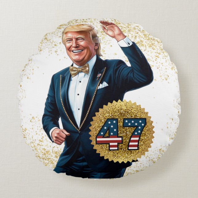 Donald Trump 2024 Presidential 47 Winner Round Pillow (Front)